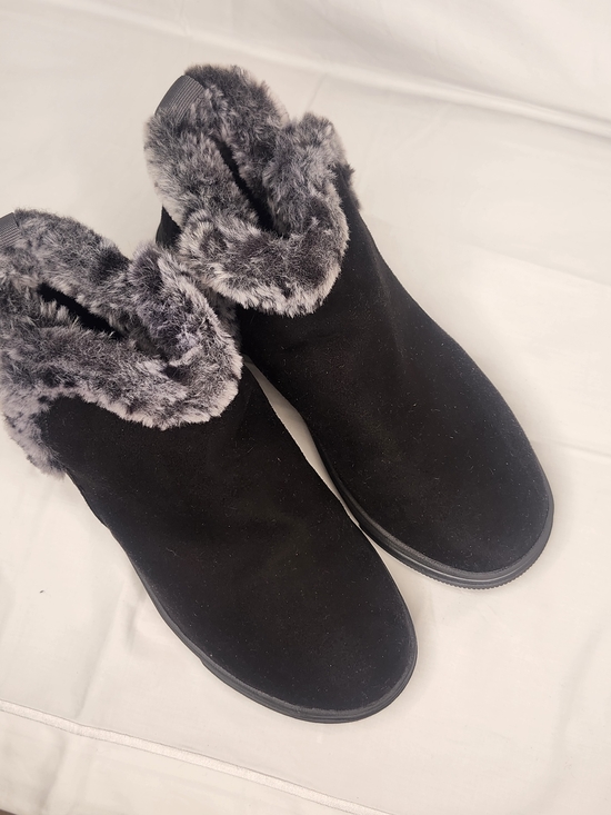 Clarks Shoes - Clarks Black Faux-Fur Cuff Slip-On Winter Shoes